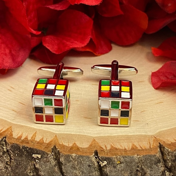 Vintage Colorful Rubix Cube Cufflinks - Picture 7 of 16